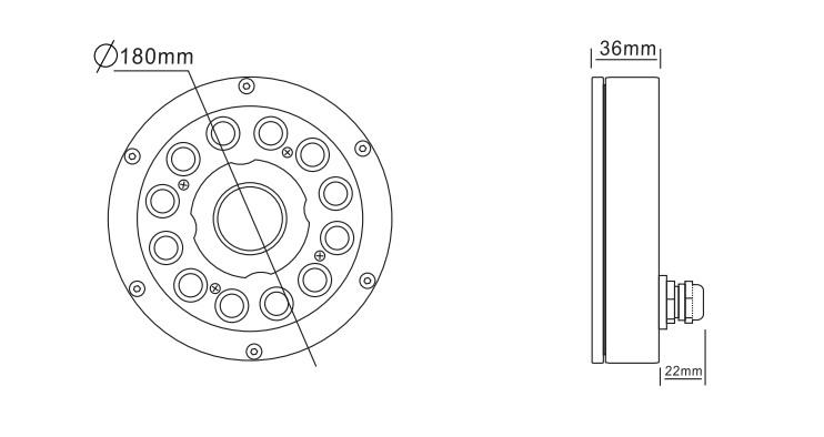 Top Selling Popular 316 Stainless Steel Ring Ip68 36W Changeable Color Led Fountain Light