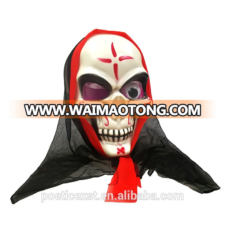 PoeticExst Grisly Full Face Plastic Unisex One-eyed Ghost Masks Halloween Masks with Fabric