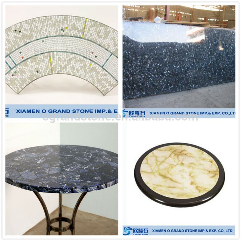 artificial stone round table top,quartz blue stone table top