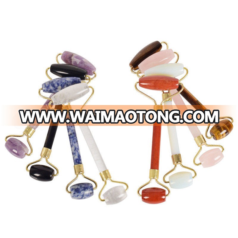 Wholesale All Kinds Jade Quartz Roller Gua Sha Scrpaer Facial Massager Welded Crystal Roller