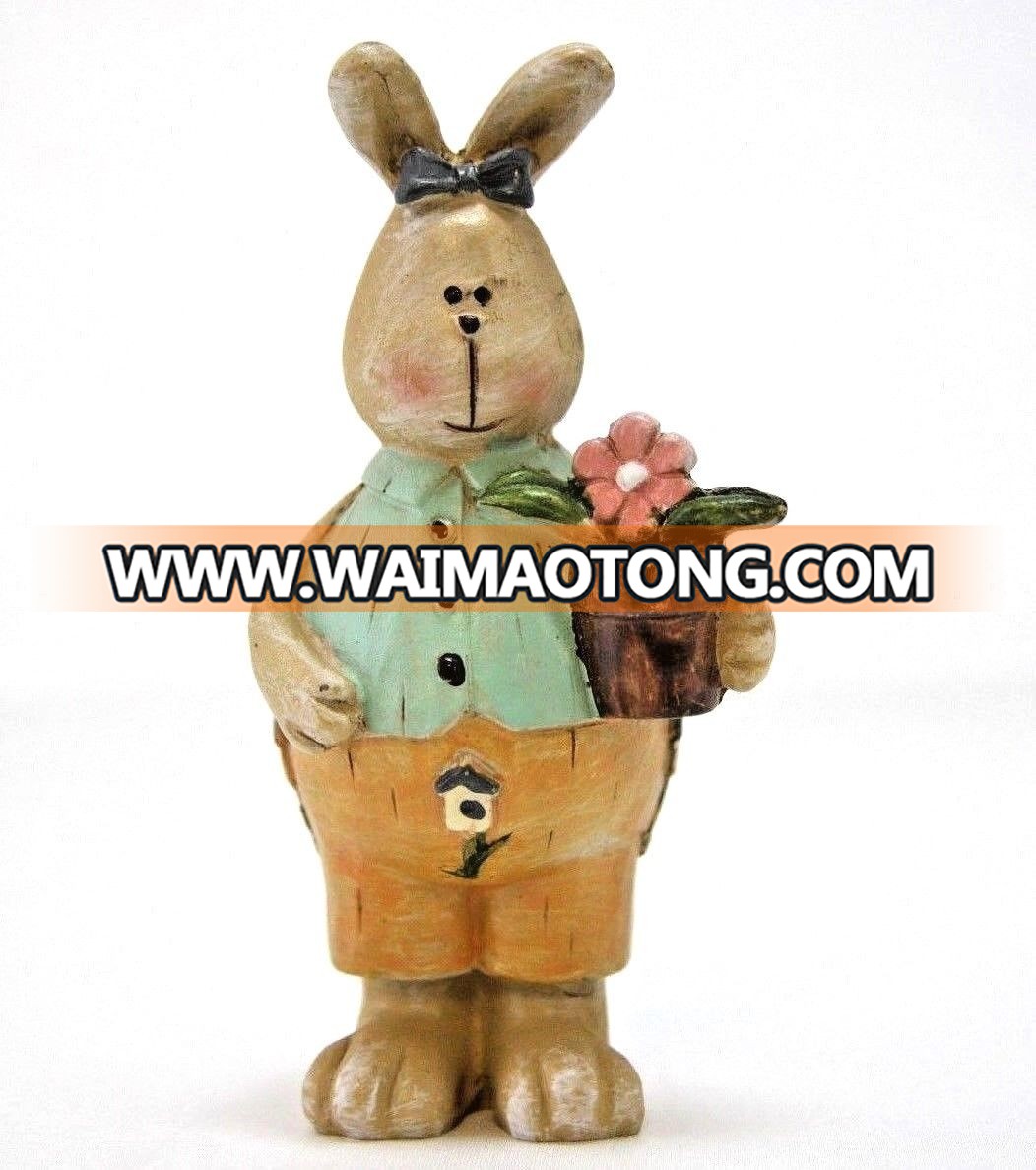 Resin Collectible Figurines Bunny Decorations Spring Easter Decors Tabletopper