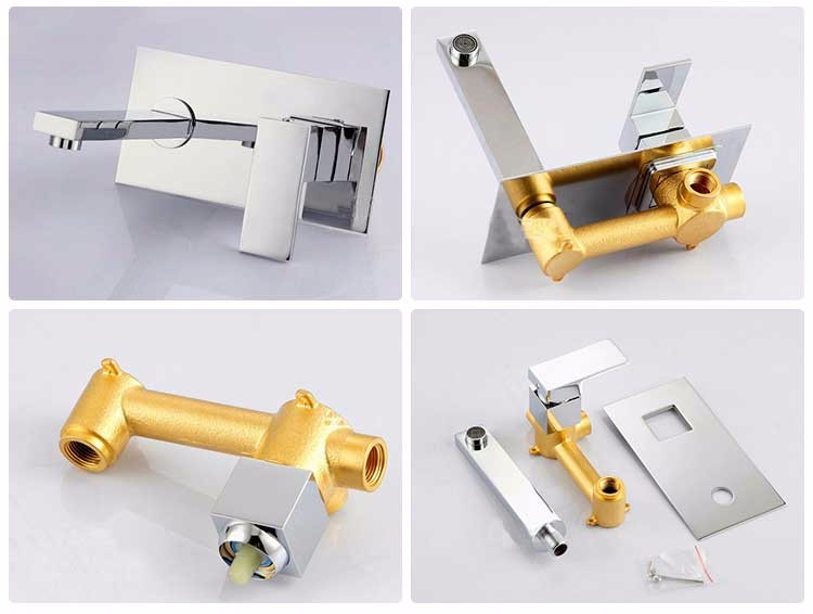 wholesale price wall mounted 2pieces sink faucet with mixer hot cold water