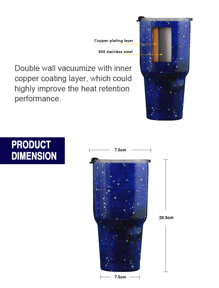 Vacuum insulated stainless steel water mug coffee tumbler