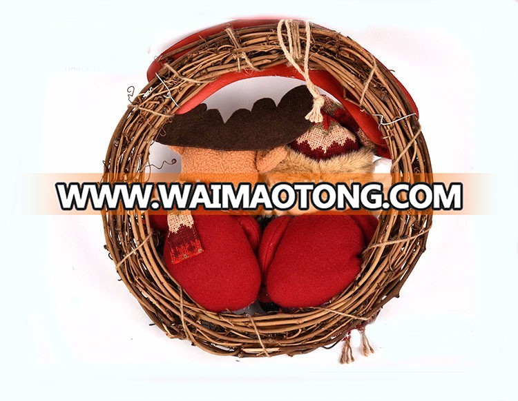 Factory handmade rattan Christmas snowman Santa Claus deer garland for Christmas decorations