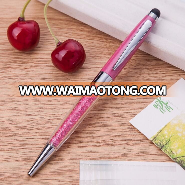 crystal promotional advertisement business signature of ballpen with touch screen head stylus ballpoint pen