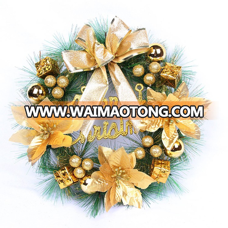 40cm decorated Xmas wreath pine needle Christmas wreath for door hanger