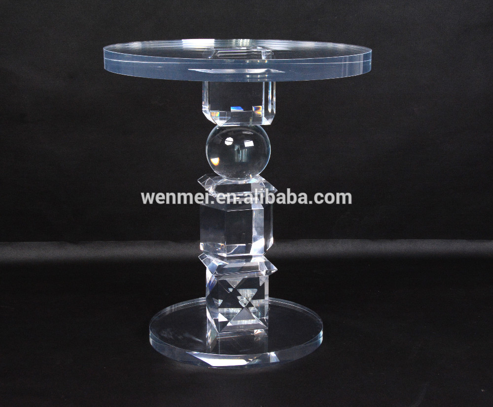 Felicity glass top and clear acrylic round end table