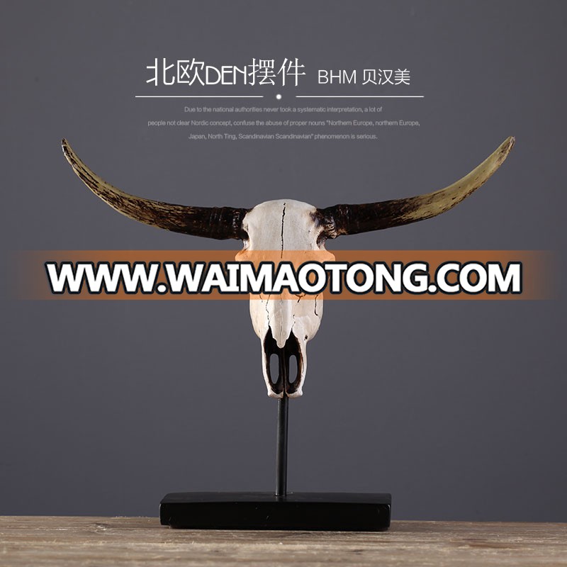 Nordic ox head sculpture resin animal head crafts for home decor