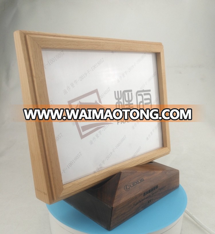 Custom Creative Frame Base Gift Wooden Card Holder Photo Message Folder