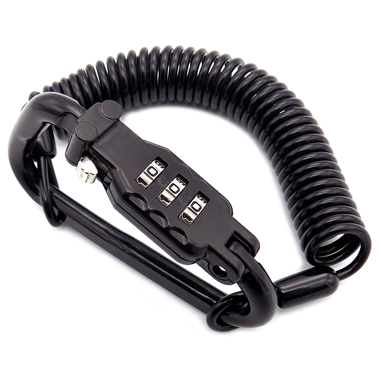 K528 popular black spring coil lanyad digital password combination helmet lock Anti-theft