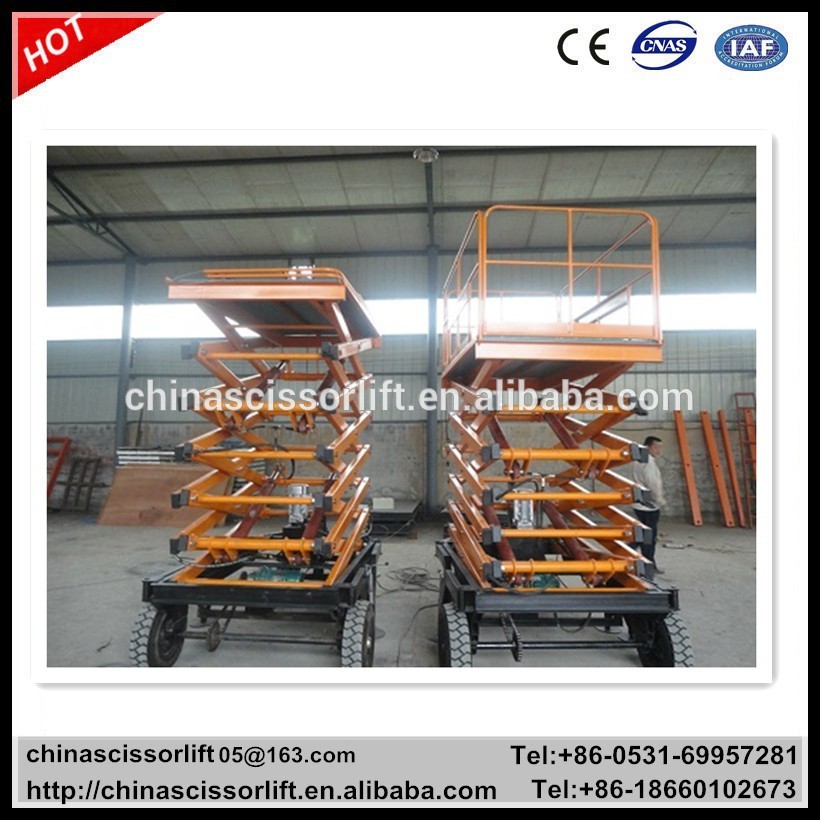 Electric scissor lift four wheels mobile scissor lift manual full rise scissor lif WLY0.5-10