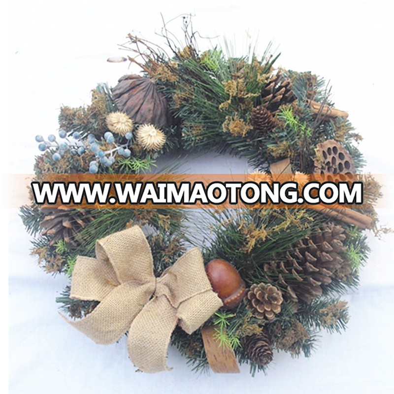 Floristry artifical decoration christmas wreath with PVC and PE mixed material