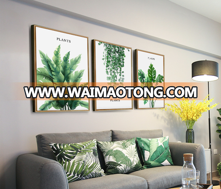 Nordic Green Plant Leaf Series Canvas Posters  3 Panel Canvas Art Wall Art For Living Room Home Decor