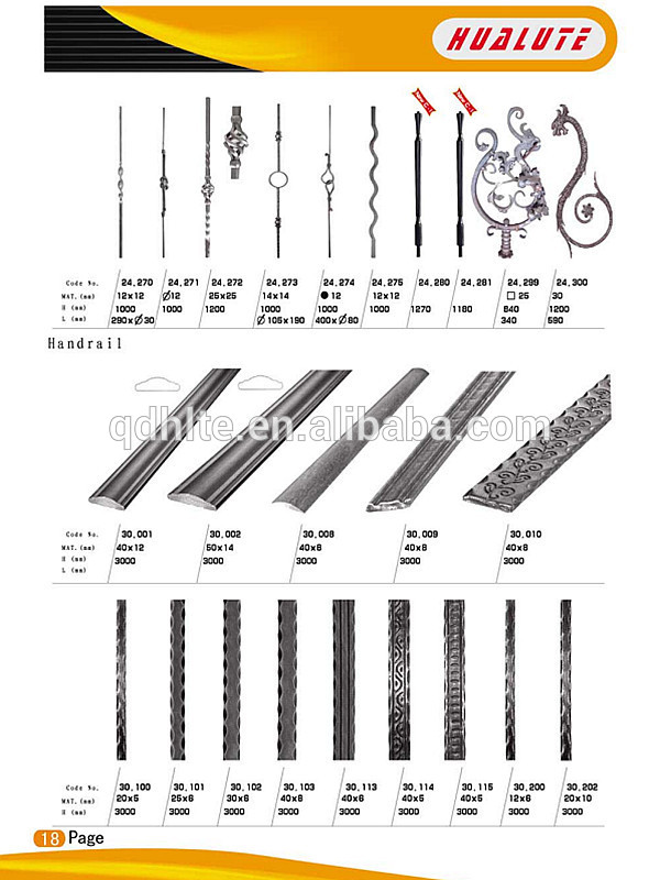 Various design wrought iron quality cheap handrail for Indoor stair balustrades handrail