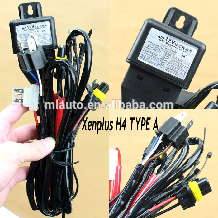 Good quality HID bi xenon H4 Wire harness for 35W and 55W for projector lens