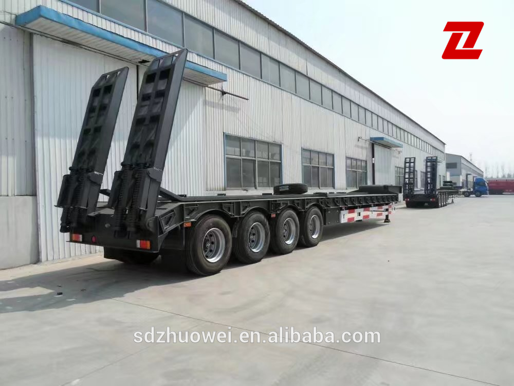 China 3 axle or 4 axle lowbed semi trailer transport excavator equipment