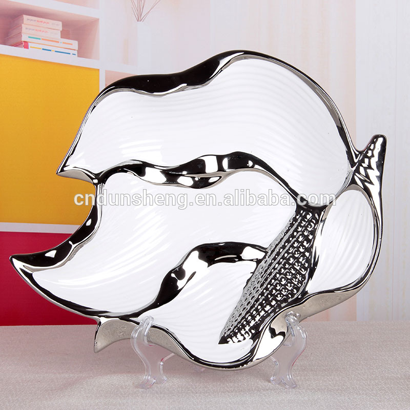 chaozhou handmade ceramic leaf shaped fruit plate for resturant