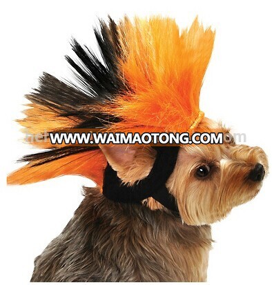 Pet Punk Halloween Costume Orange Dog Mohawk Wig