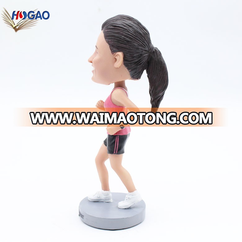 China import items resin running women sportsman figurine bobble head