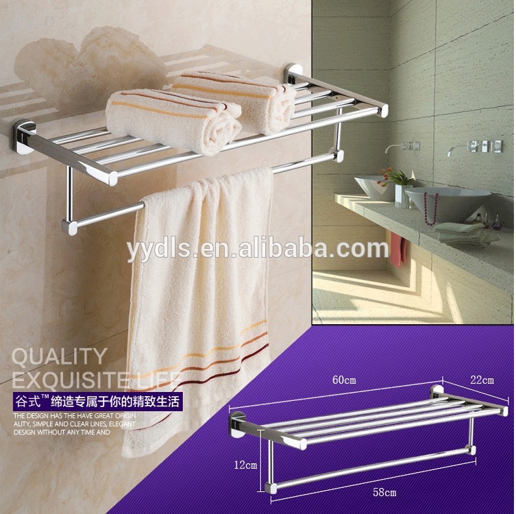 B01-7 100% Brass Towel Rack Chrome Plated Bathroom Towel Shelf