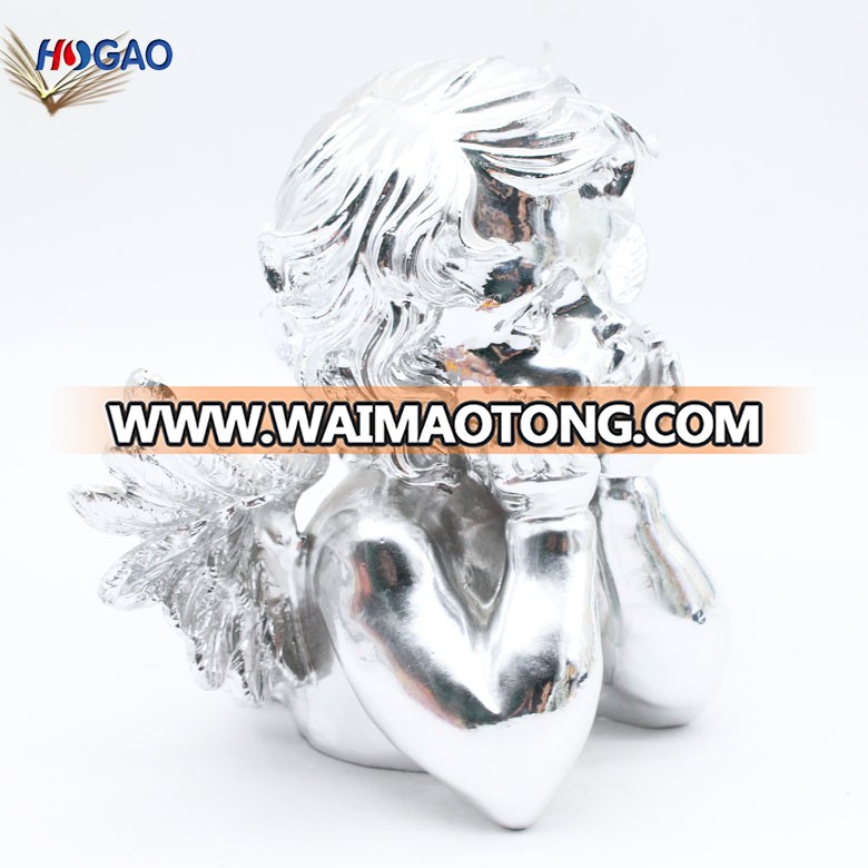 Factory direct sale garden decor resin indoor lovely silver angel figurines statues for sale