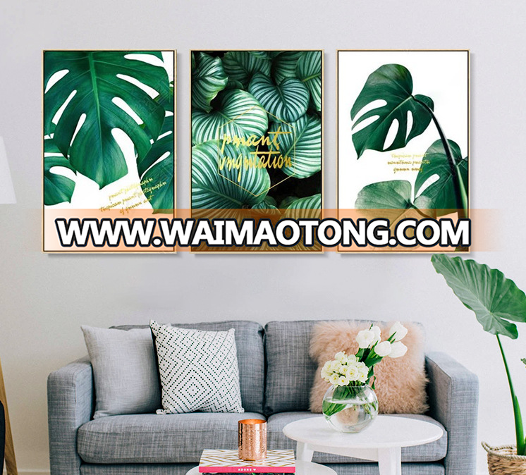 Nordic Green Plant Leaf Series Canvas Posters  3 Panel Canvas Art Wall Art For Living Room Home Decor