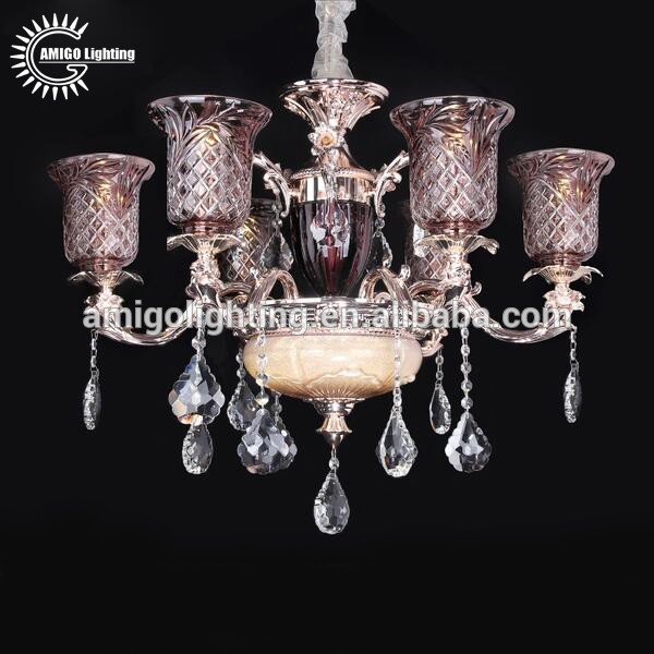 modern led flower crystal chandelier with handmade flower glass shades A6625-8