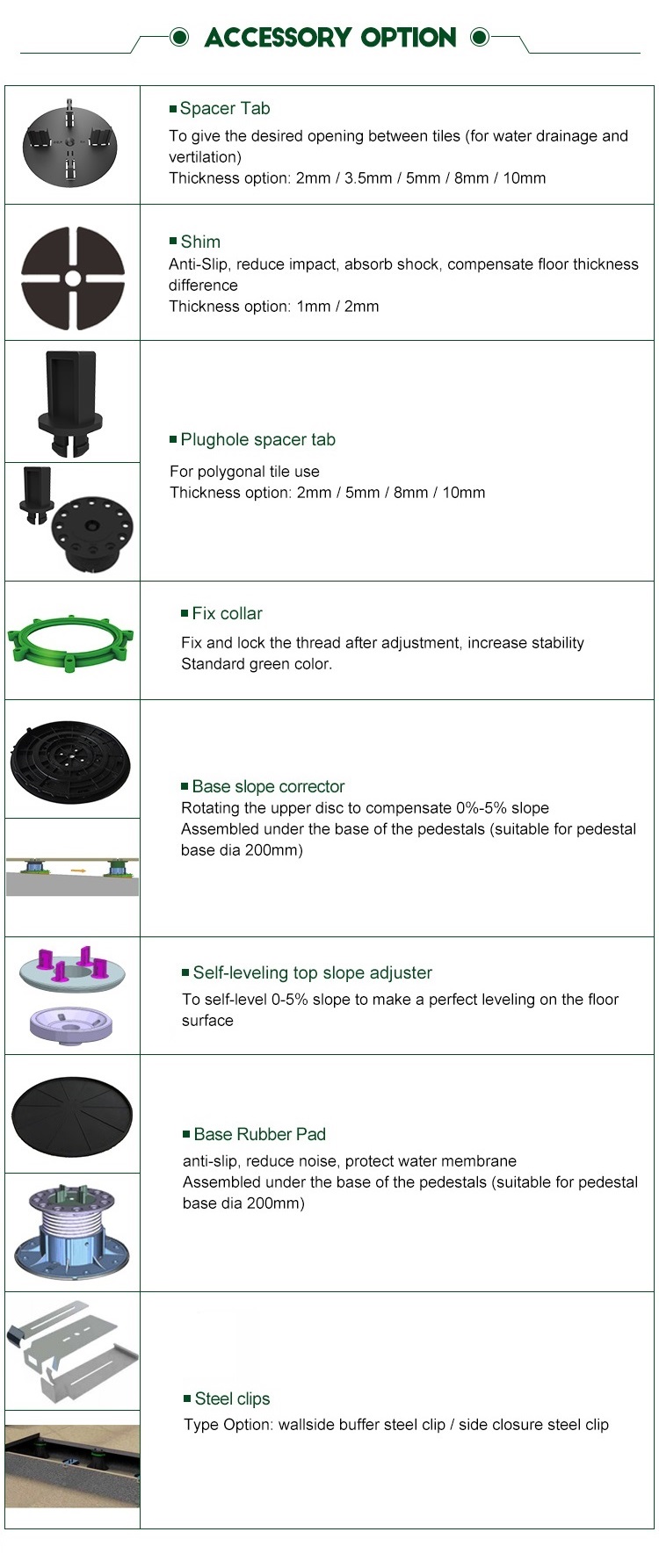 Heavy Loading Plastic Adjustable Raised Floor Pedestal for Foreign market