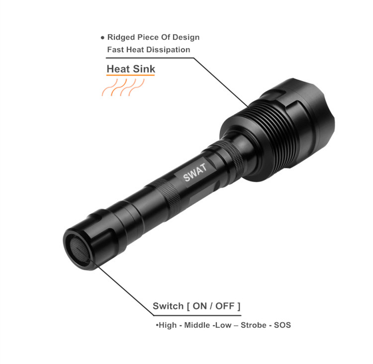 High Power XHP70 Rechargeable 100000 lumen LED Flashlight