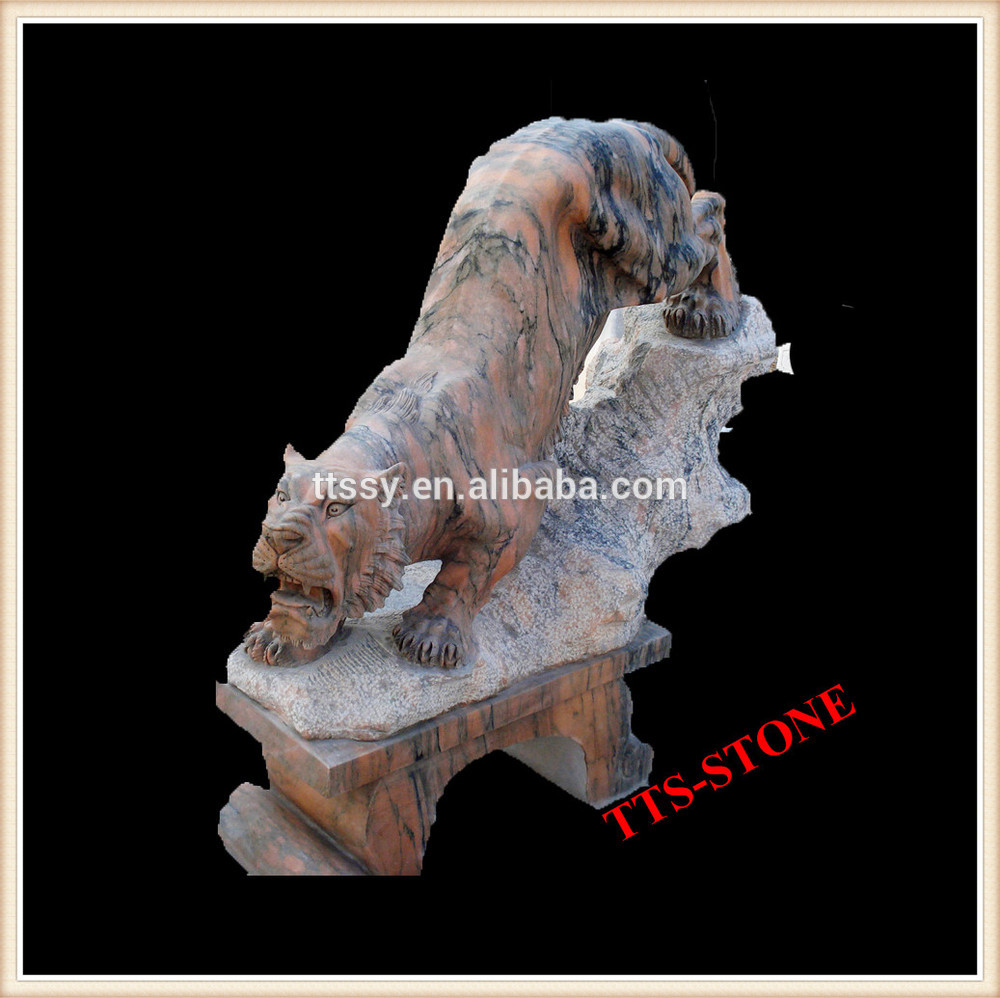 Outdoor marble tiger statue