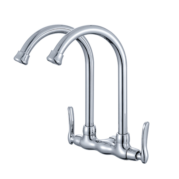 dual handle kitchen ware double spout faucet