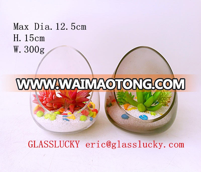 2017 logo costomized succulent glass vase/color glass succulent flowerpot wholesale