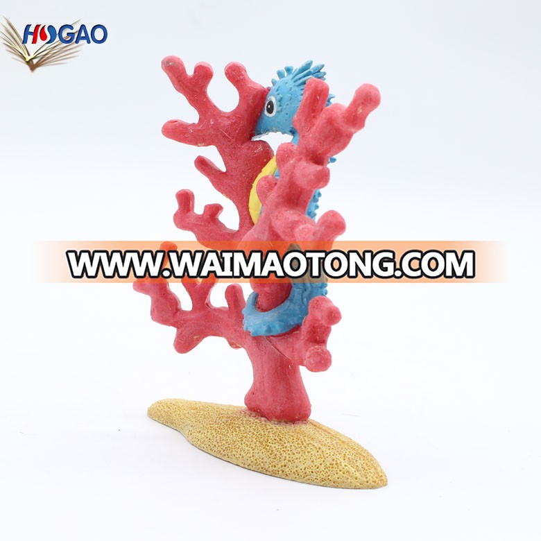 Factory manufacturer cheap resin seahorse with coral