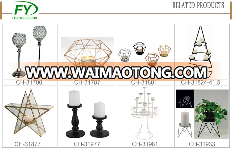 CH-31675 Restaurant table top furniture dinner metal black gold and black wedding candle holder