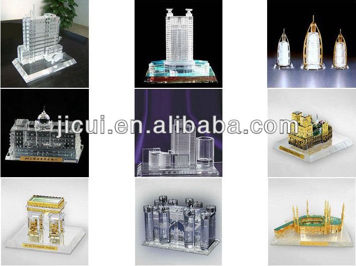 Crystal Hyderabad Charminar Mosque Model & Gold Plated Metal Charminar Model for India Wedding Gift