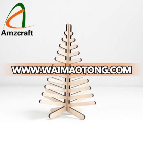 Wholesale Laser Cutout Wooden Mini Christmas Tree Standing