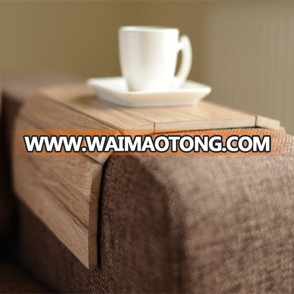 Natural Color Solid Wood Sofa Armrest Table Couch Tray