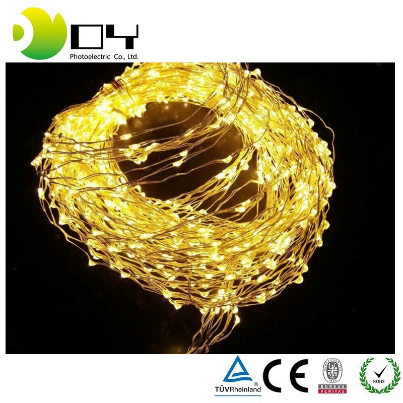 Battery operated yellow copper wire led string lights