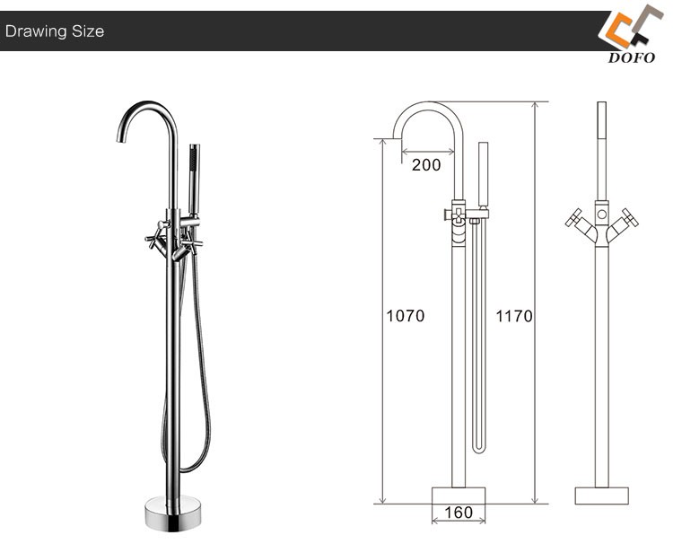 cUPC Simple Fashion Double Handle Floor Mounted Bathtub Faucet