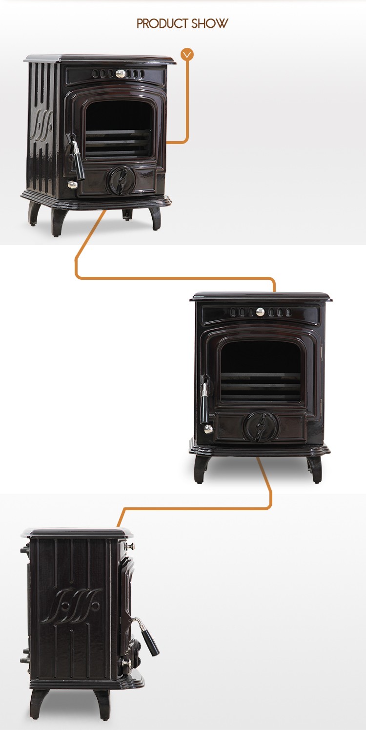 HiFlame 5kw output Small and hot sale brown ceramic indoor smokeless wood stove HF277