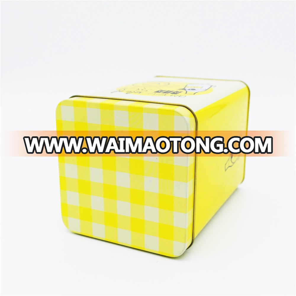 Cute square custom metal milk candy gift packaging tin box for sale