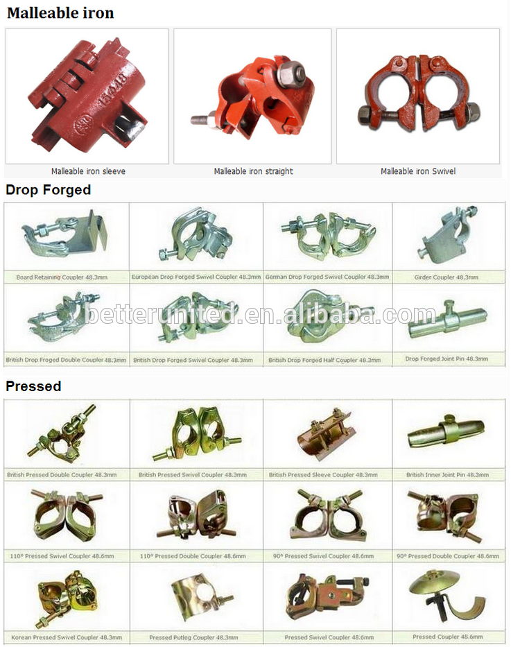 Latest hot selling!! High Performance scaffolding clamps and scaffolding coupler