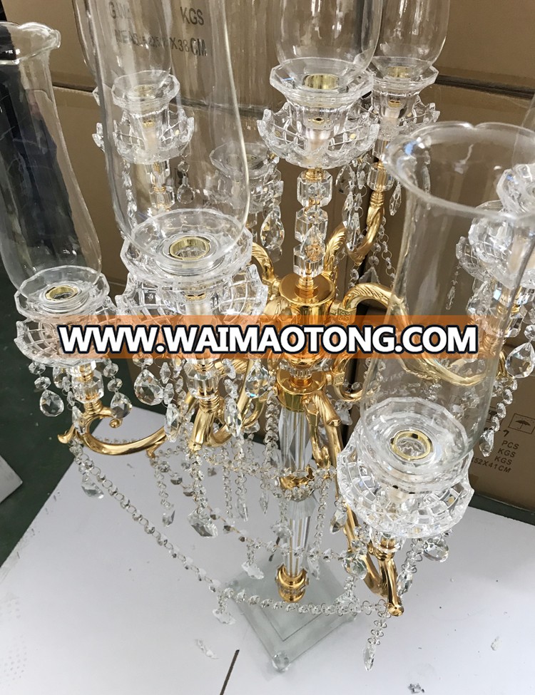 crystal glass candelabra centerpieces 9 arms tall gold candelabra on sale