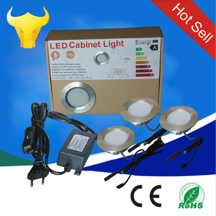 surface and recessed mounting 2 in 1 2w LED cabinet lights