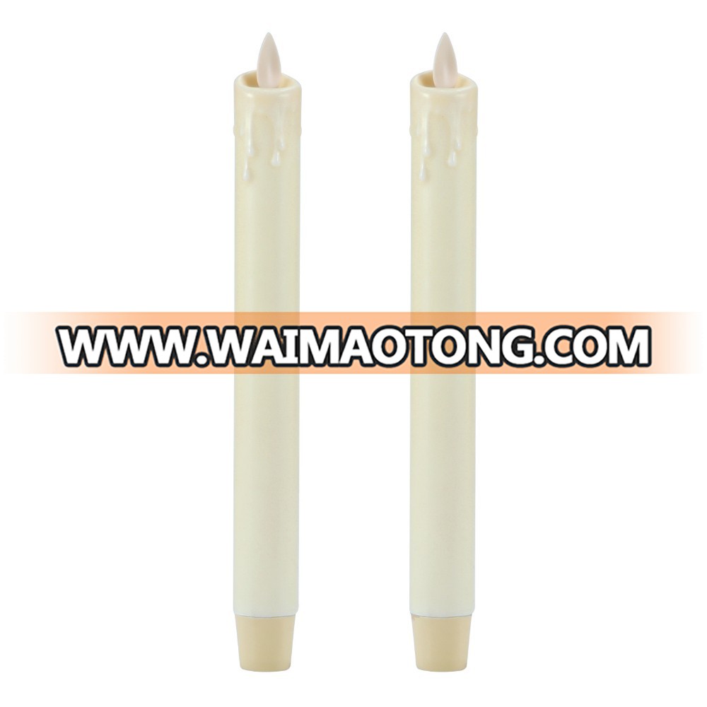 Real wax surface flameless  moving wick LED taper candles with timer and remote 2pcs/set Dripping Tear