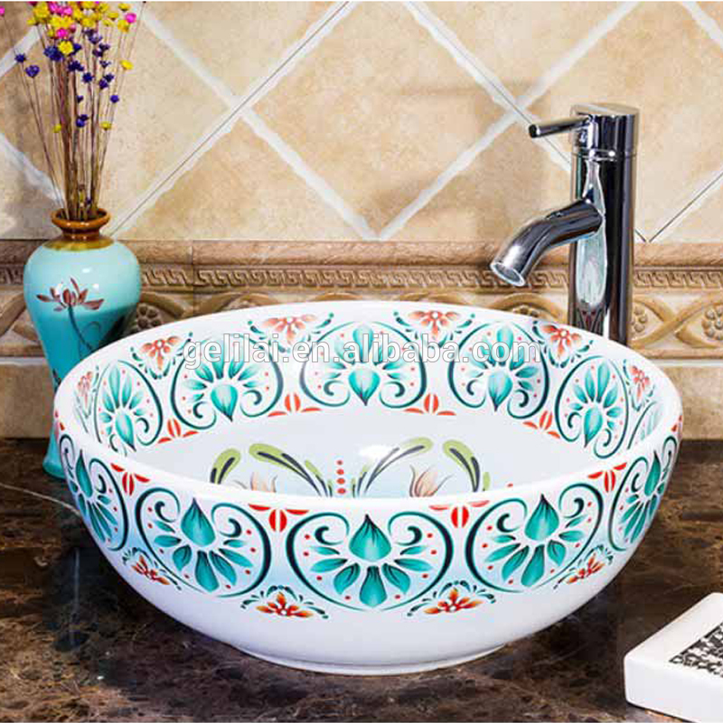 Latest style round shape with shampoo sink price bathroom basin