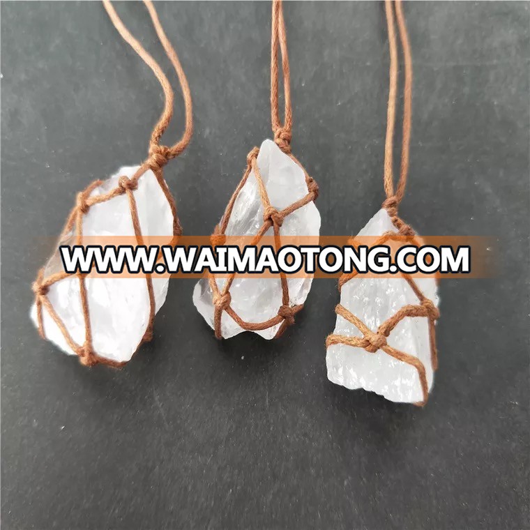 Hot handmade raw stone pendant clear crystal pendant