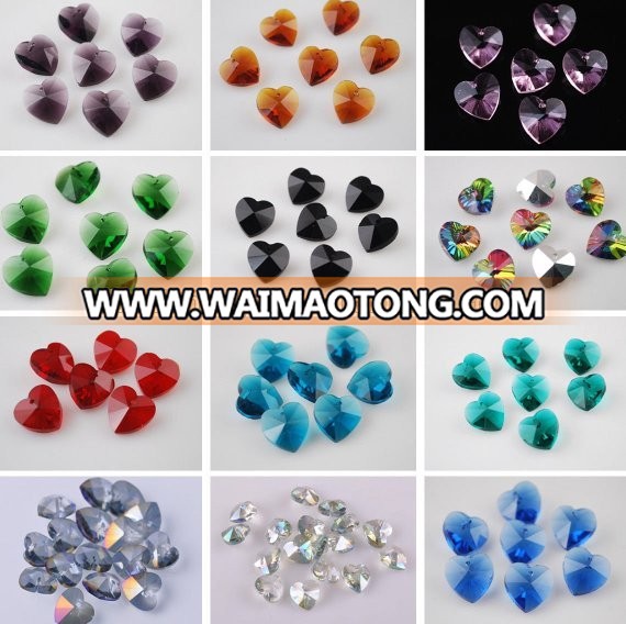 14mm crystal Heart faceted glass DIY beads jewellery making pendants