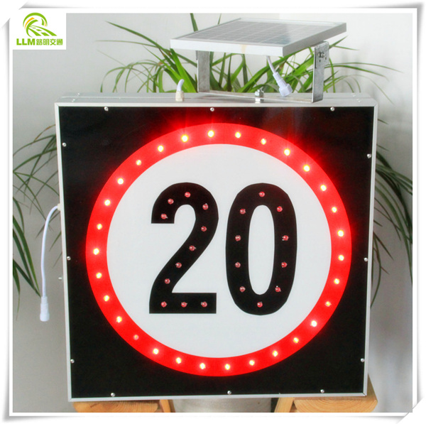 portable road safety warning signage Li battery reflective LED speed limit solar traffic warning sign