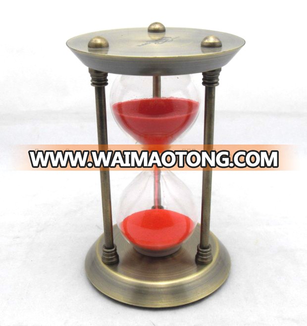 Unique souvenir gifts antique pieces metal small hourglass sand timers 30 minute